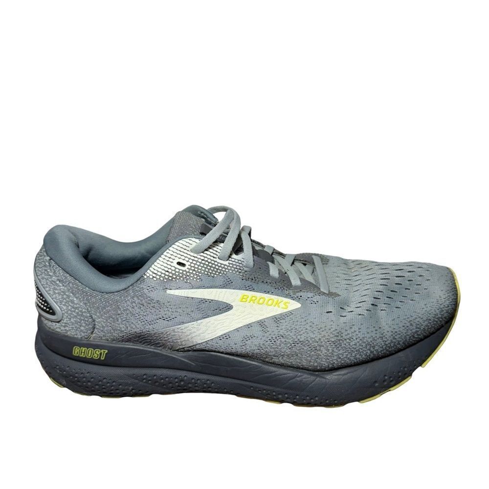 Brooks Ghost 16 Gray and Yellow Athletic Shoes size 9.5 2E